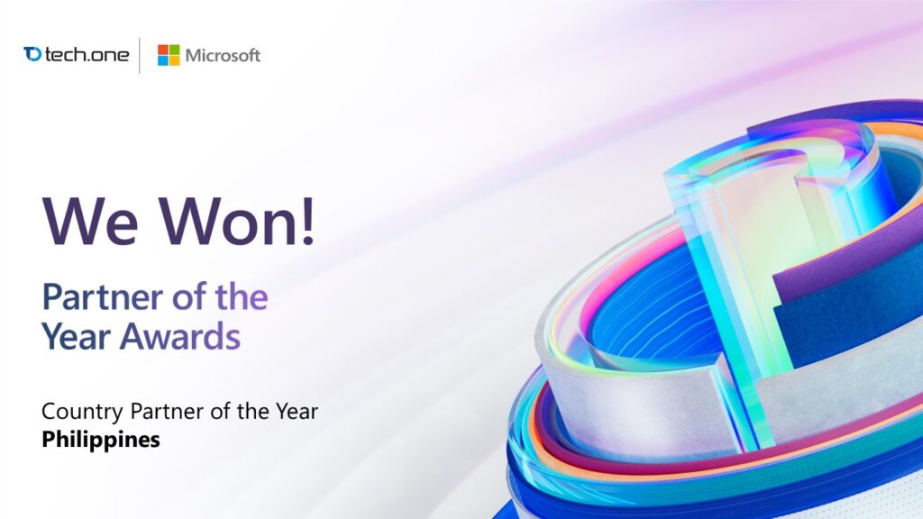 Tech One Philippines Winning Country Partner of the year at Microsoft Partner Awards